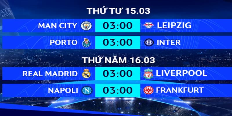 Lịch thi đấu về những lưu ý