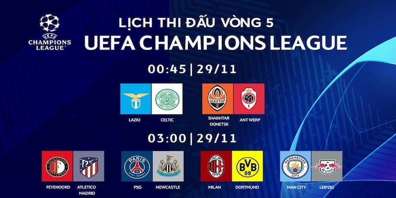 Lịch thi đấu các nguồn cập nhật